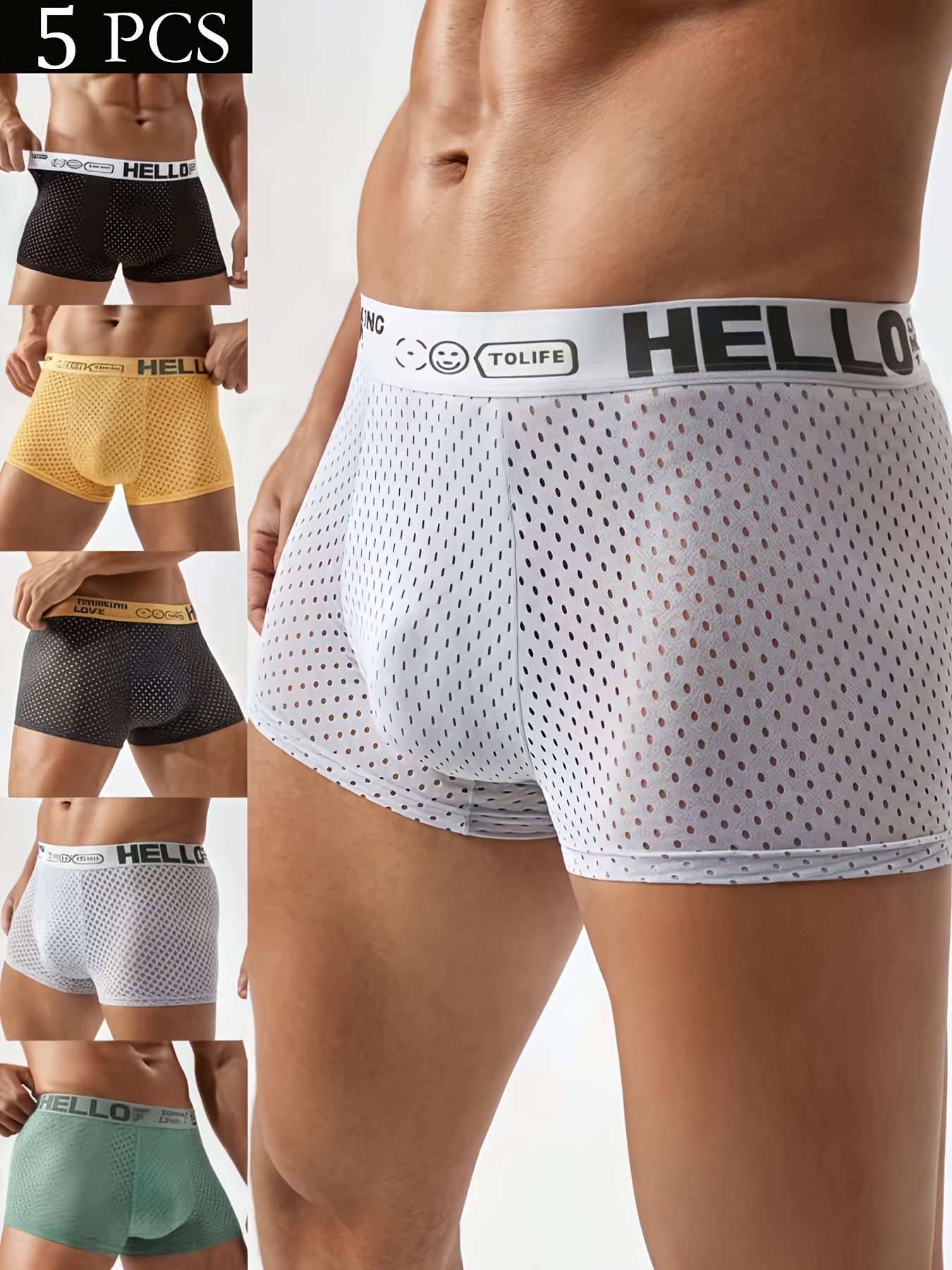 5pcs/set Letter Waistband Hone – Mesh Sport Boxer Bewertung und Preis