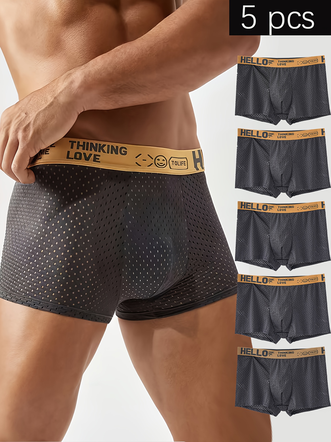 5pcs/set Letter Waistband Hone – Mesh Sport Boxer Bewertung und Preis