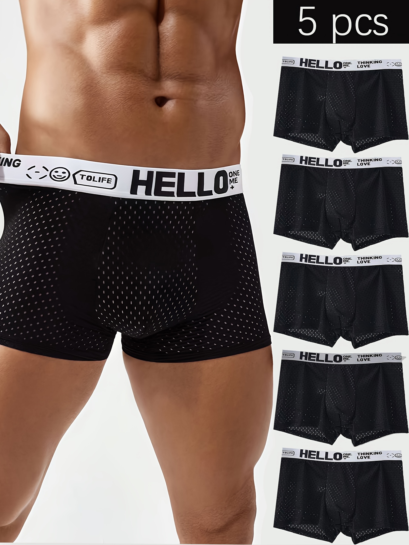 5pcs/set Letter Waistband Hone – Mesh Sport Boxer Bewertung und Preis